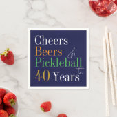 40e verjaardag Pickleball Cheers Beers Blauw Servet (Insitu)