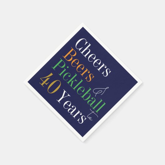 40e verjaardag Pickleball Cheers Beers Blauw Servet (Hoek)