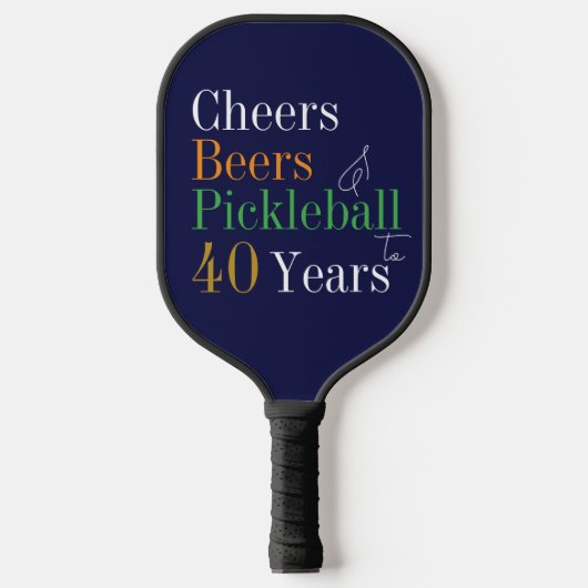 40e verjaardag Pickleball Cheers Beers Navy Blue Paddle (Voorkant)
