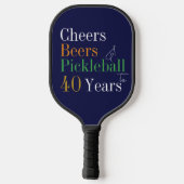 40e verjaardag Pickleball Cheers Beers Navy Blue Paddle (Achterkant)