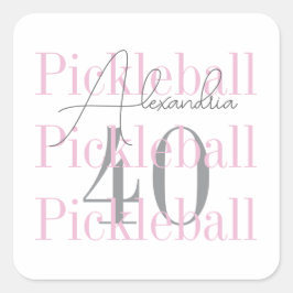 40e verjaardag Pickleball Party Roze Vierkante Sticker