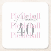 40e verjaardag Pickleball Pink Party Kartonnen Onderzetters (Voorkant)
