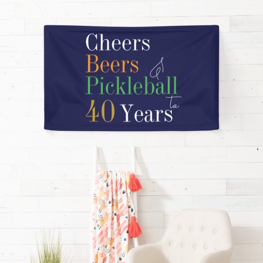 40e verjaardag Pickleball Proost Beers Blauw Feest Spandoek (Insitu)