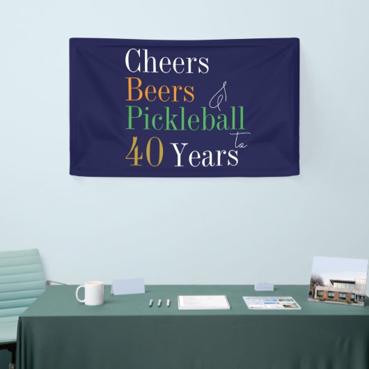 40e verjaardag Pickleball Proost Beers Blauw Feest Spandoek (Beurs)