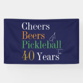 40e verjaardag Pickleball Proost Beers Blauw Feest Spandoek (Horizontaal)