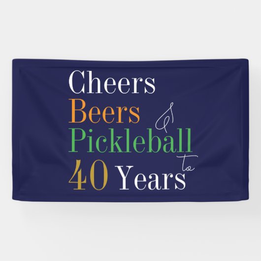 40e verjaardag Pickleball Proost Beers Blauw Feest Spandoek (Horizontaal)