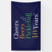 40e verjaardag Pickleball Proost Beers Blauw Feest Spandoek (Verticaal)