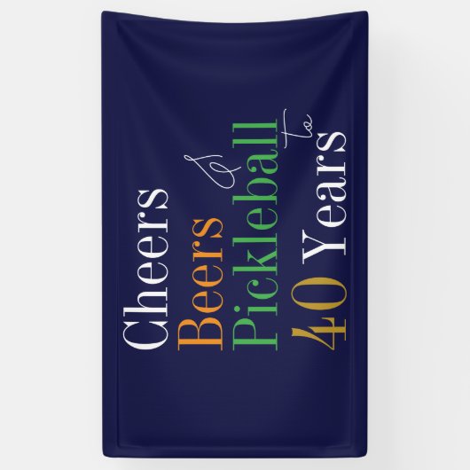 40e verjaardag Pickleball Proost Beers Blauw Feest Spandoek (Verticaal)