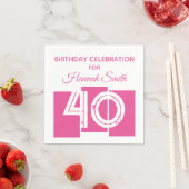 40e verjaardag PINK Custom Celebrate Paper Napkins Servet (Insitu)