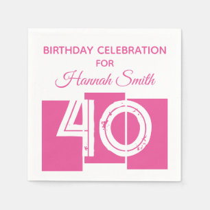 40e verjaardag PINK Custom Celebrate Paper Napkins Servet