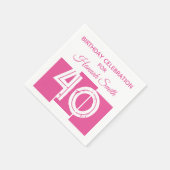 40e verjaardag PINK Custom Celebrate Paper Napkins Servet (Hoek)