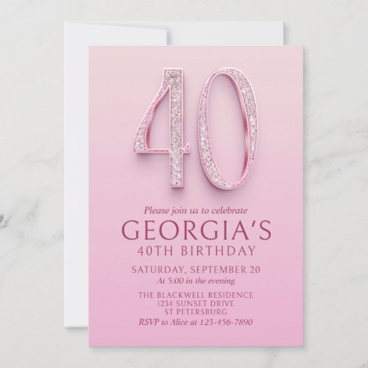 40e verjaardag Pink Diamonds Kaart (Voorkant)