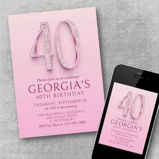 40e verjaardag Pink Diamonds Kaart