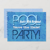 40e verjaardag Pool Party Save the Date V040 Aankondigingskaart (Voorkant / Achterkant)
