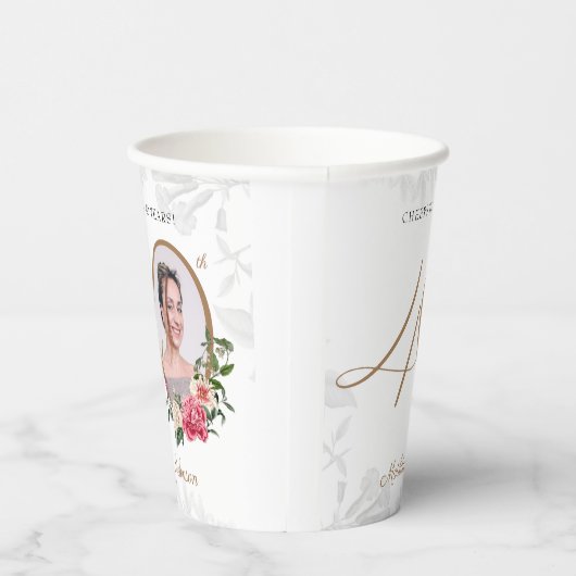 40e verjaardag Proost 40 jaar Custom Foto Papieren Bekers (Rechts)