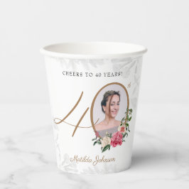 40e verjaardag Proost 40 jaar Custom Foto Papieren Bekers