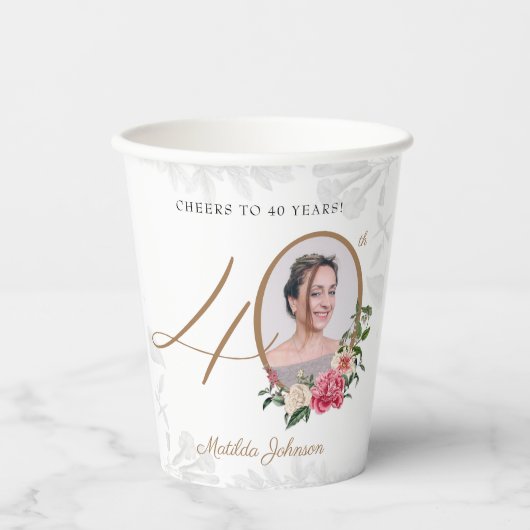 40e verjaardag Proost 40 jaar Custom Foto Papieren Bekers (Voorkant)