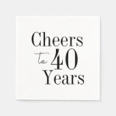 40e verjaardag Proost 40 jaar Zwart Wit Feest Servet (Voorkant)