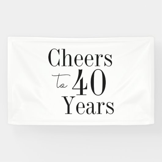 40e verjaardag Proost 40 jaar Zwart Wit Feest Spandoek (Horizontaal)