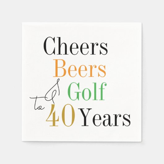 40e verjaardag Proost Beers Golf Verjaardagsfeest Servet (Voorkant)