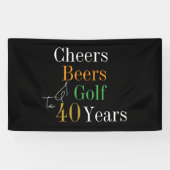 40e verjaardag Proost Beers Golf Zwart Goud Party Spandoek (Horizontaal)