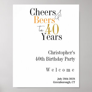 40e Verjaardag Proost Bier Minimaal Feest Welkom Poster