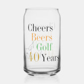40e verjaardag Proost en Beers Golf Blikvorm Glas (Voorkant)