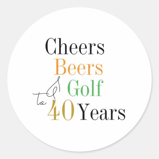 40e verjaardag Proost en Beers Golf Party Ronde Sticker (Voorkant)