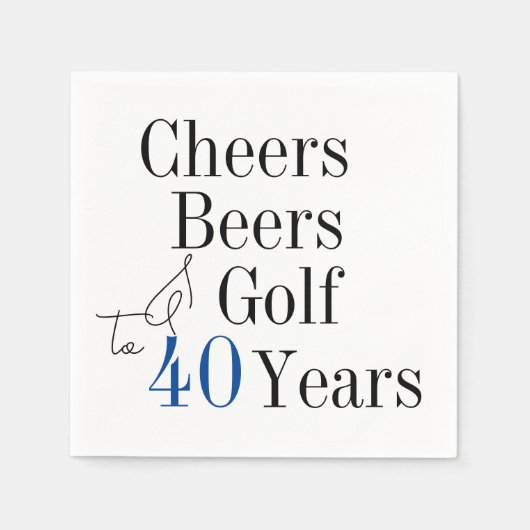 40e verjaardag Proost en Beers Golf Party Servet (Voorkant)