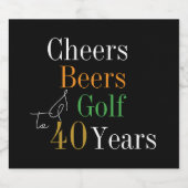 40e verjaardag Proost en Beers Golf Zwart en Goud Bier Etiket (Enkel label)