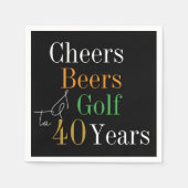 40e verjaardag Proost en Beers Golf Zwart en Goud Servet (Voorkant)