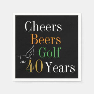 40e verjaardag Proost en Beers Golf Zwart en Goud Servet