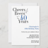 40e verjaardag Proost en Beers Party Kaart (Achterkant)