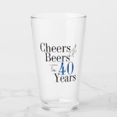 40e verjaardag Proost en Beers Typografie Party Glas (Voorkant)