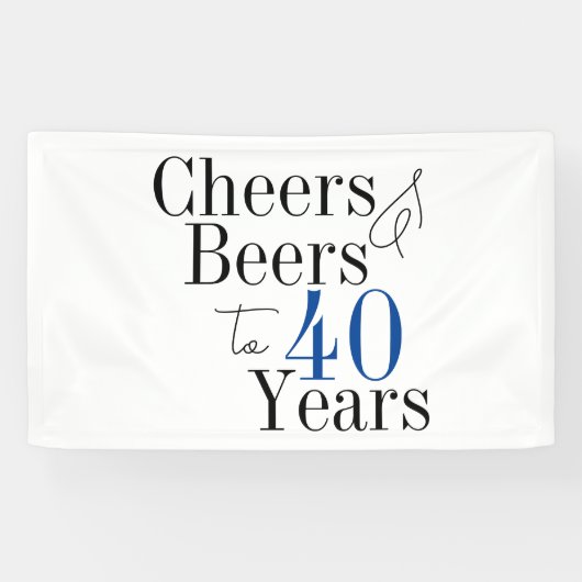 40e verjaardag Proost en Beers Typografie Party Spandoek (Horizontaal)
