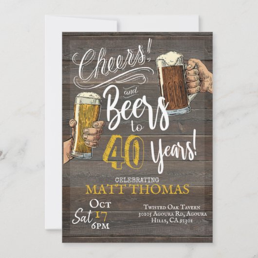 40e verjaardag, Proost en bier Kaart (Voorkant)