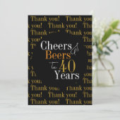 40e verjaardag Proost en bieren Dank u Bedankkaart (Staand voorkant)