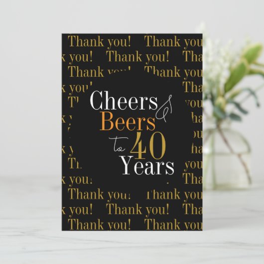 40e verjaardag Proost en bieren Dank u Bedankkaart (Staand voorkant)