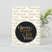 40e verjaardag Proost en bieren Zwart Goud Modern Bedankkaart (Staand voorkant)