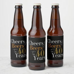 40e verjaardag Proost en bieren Zwart Goud Party Bier Etiket