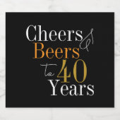40e verjaardag Proost en bieren Zwart Goud Party Bier Etiket (Enkel label)