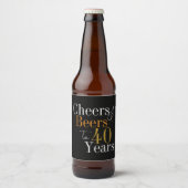 40e verjaardag Proost en bieren Zwart Goud Party Bier Etiket (Voorkant)