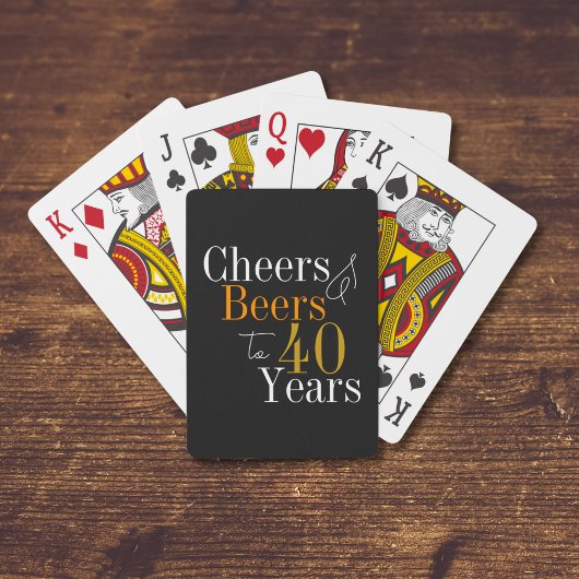 40e verjaardag Proost en bieren Zwart Goud Party Pokerkaarten