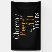 40e verjaardag Proost en bieren Zwart Goud Party Spandoek (Verticaal)