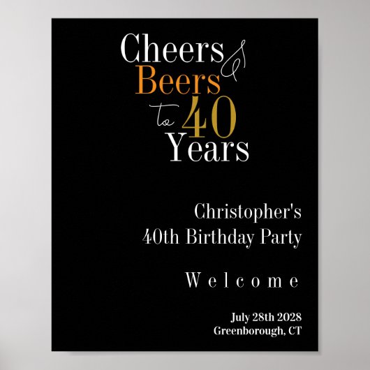 40e verjaardag Proost en bierfeest welkom Poster (Voorkant)