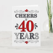 40e verjaardag Proost in rood wit zwart patroon Kaart (Voorkant)