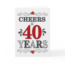 40e verjaardag Proost in rood wit zwart patroon