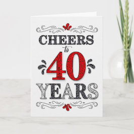 40e verjaardag Proost in rood wit zwart patroon Kaart