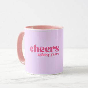 40e verjaardag, "proost tot veertig jaar" paarse mok