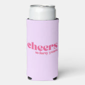 40e verjaardag, "proost tot veertig jaar" paarse seltzer blikjeskoeler (Seltzer Voorkant)